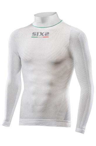 Funkcjonalna lekka koszulka SIXS TS3L z długimi rękawami i golfem w kolorze białym