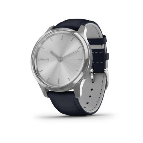 Zegarek Garmin vivomove3 Luxe, srebrno-niebiesko-skórzany pasek