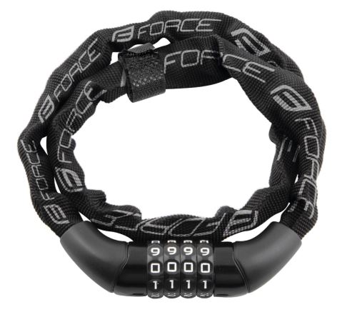 Zámek Force Chain kódový, 120cm/4mm, černý