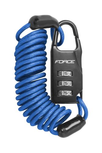 Lock FORCE SMALL kod spiralny 120cm / 3mm, niebieski