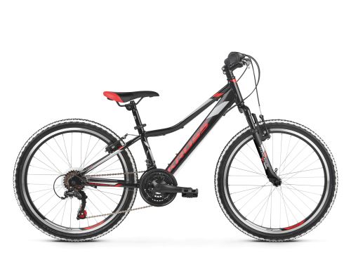 Rower dla dzieci Kross HEXAGON JR 1.0 24 "- czarny / czerwony / srebrny błyszczący 2020