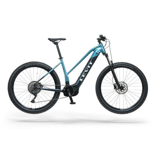 Damski elektryczny rower górski Levit CORAX Bosch CX 3 625 mid stalowo-niebieski antracyt perłowy