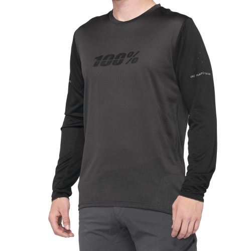 Dres 100% RIDECAMP Long Sleeve Jersey Black/Charcoal