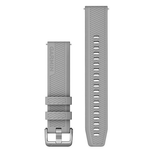 Řemínek Quick Release 20mm, silikonový šedý, stříbrná přezka