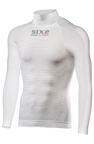 Funkcjonalna koszulka SIXS TS3 z długim rękawem i golfem w kolorze białym