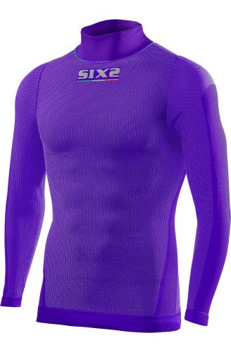 Funkcjonalna lekka koszulka SIXS TS3L z długim rękawem i fioletowym golfem