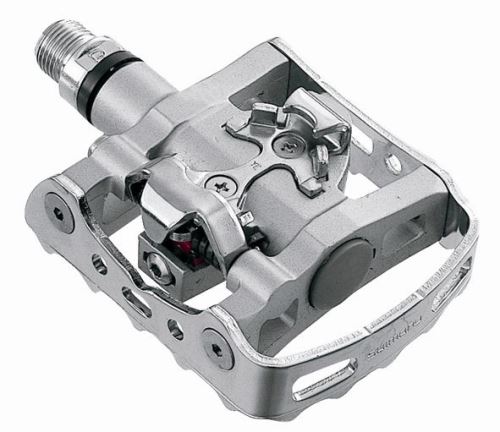 SHIMANO - pedály SPD jednostranné PD-M324 s kufry SM-SH56 stříbrné