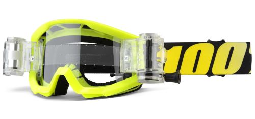 Dzieci Downhill Gogle 100% Strata JR Mud Neon Yellow - Clear Glasses