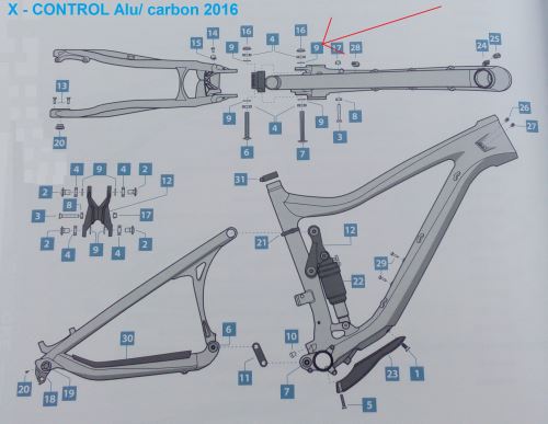 LAPIERRE X-CONTROL Alloy / Carbon -9- Mata ograniczająca dla Rocker Arm Uni, 2016