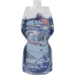 Platypus SOFTBOTTLE 1.0L Arroyo Zamknięcie przezroczysta butelka z niebiesko-szarym motywem