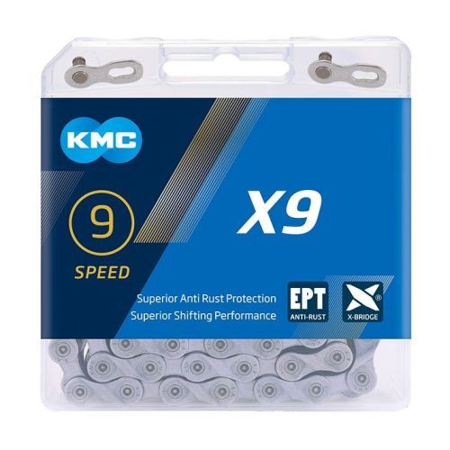 Řetěz KMC X9 EPT nereznoucí, 9 rychlostí, 114 článků, balený