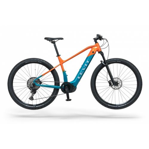 Elektryczny rower górski Levit CORAX Bosch CX 1 na pomarańczowo-turkusowej perle