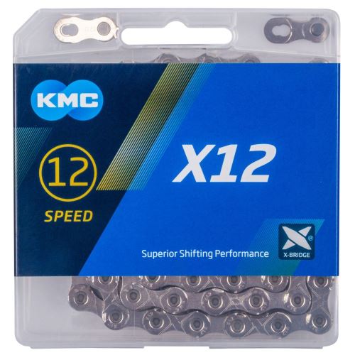Łańcuch KMC X12 srebrny, 12 biegów, 126 ogniw, w pudełku